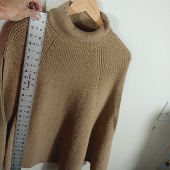 NWT Classic Tan Turtleneck Cape, Poncho Sweater W/ Armholes by PINCH, Size M/L - Picture 13 of 16